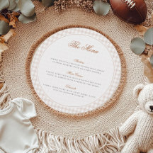 Little Heart Brown Gingham Teddy Bear Baby Shower