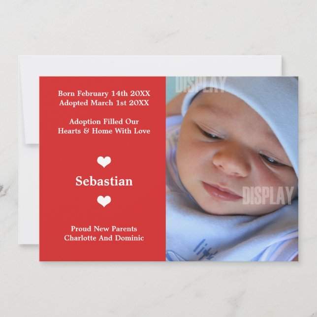 Little Heart New Baby Adoption Announcement (Front)