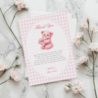 Little Heart Pink Gingham Teddy Bear Baby Shower