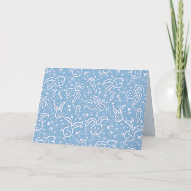 Little Hearts and Bunnies - transparent pattern.  Card (Front)