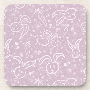 Little Hearts and Bunnies - transparent pattern. Coaster