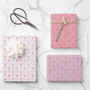 Little Hearts and Dots Pattern Wrapping Paper Sheet