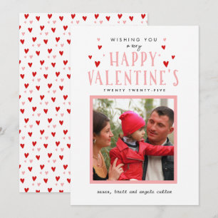 Little Hearts Calligraphy Valentine Day Photo Card