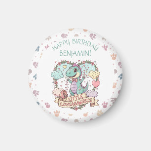 Little Hearts Dino Birthday Personalized Magnet