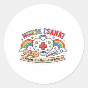 Little Hearts First-Aid Companion nurse sign Classic Round Sticker