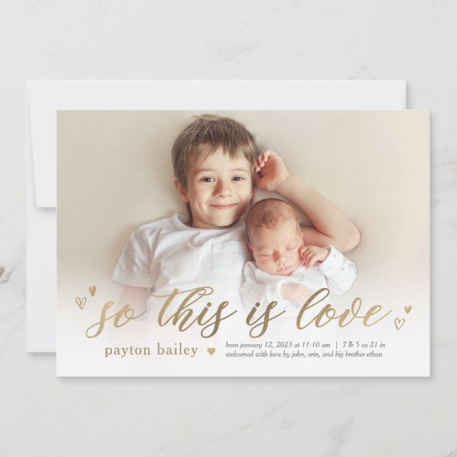 Little Hearts This Is Love Birth Announcement (Front)