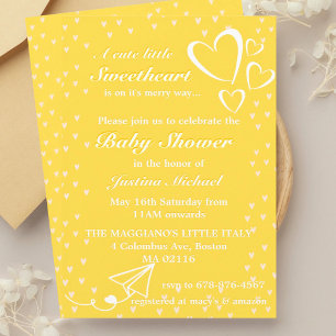 Little Hearts Yellow Baby Shower Invitation