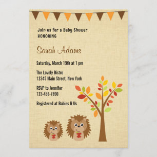Little Hedgehog Baby Shower Invitation Rustic