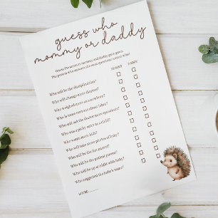 Little Hedgehog Mommy or Daddy Baby Shower Game Poster