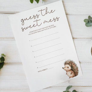 Little Hedgehog Sweet Mess Diaper Baby Shower Game Poster