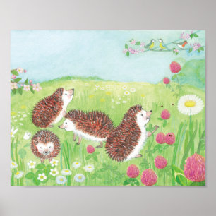 Little Hedgehogs in the Meadow Poster