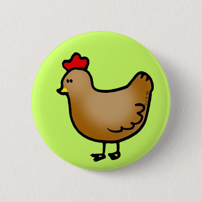 Little hen 6 cm round badge (Front)