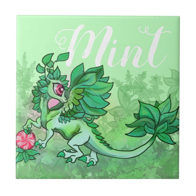 Little Herb Garden Dragon~Mint Tile (Front)