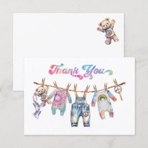 Little Hippie Tye Dye Clothesline Thank You Note Invitation
