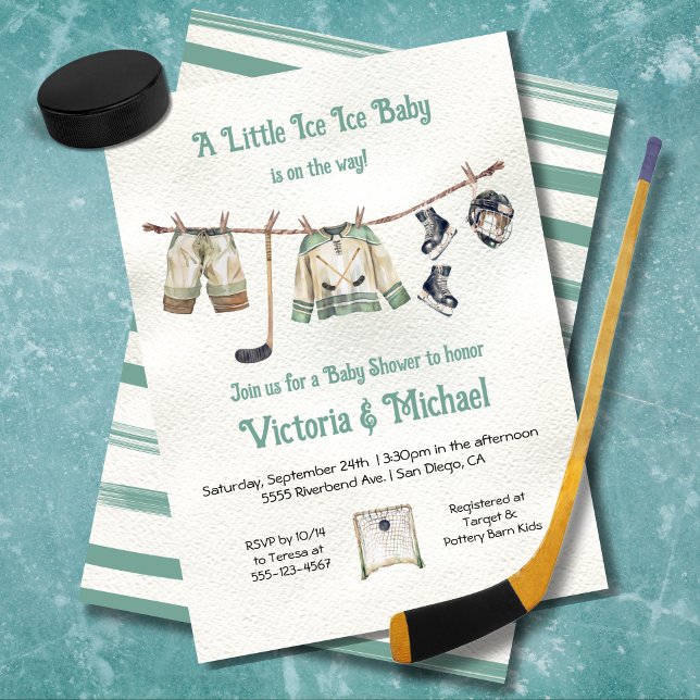 Little Hockey Player Baby Shower Clothesline Invitation (Creator Uploaded)