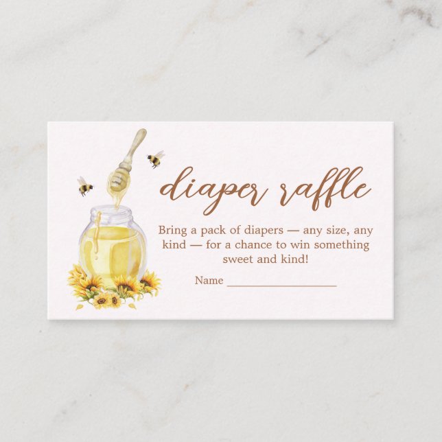 Little Honey Baby Shower Diaper Raffle Enclosure Card (Front)
