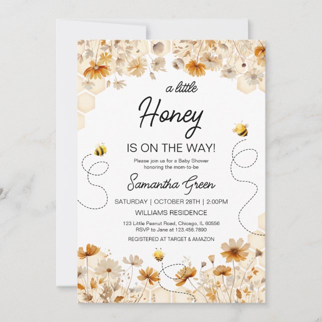 Little Honey Baby Shower Invitation (Front)