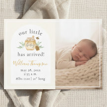 Little Honey Bee Baby Birth Announcement Photo