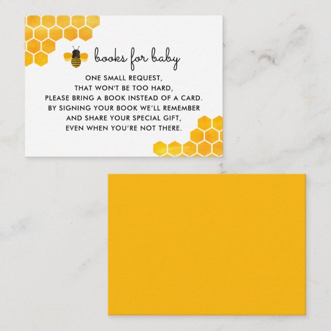 Little Honey Bee Baby Shower Book Request Enclosure Card (Front/Back)