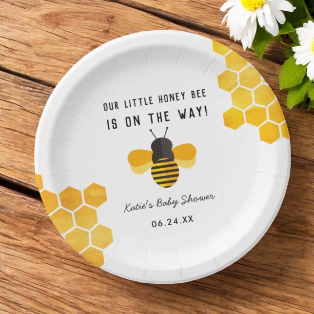 Little Honey Bee Baby Shower Paper Plate (Creator Uploaded)