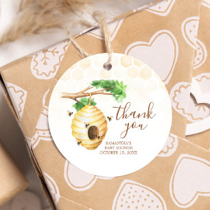 Little Honey Bee Baby Shower Round Favour Tags