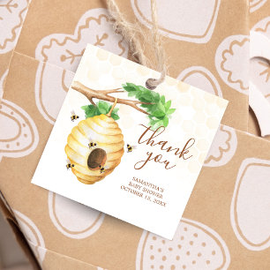 Little Honey Bee Baby Shower Square Favour Tags