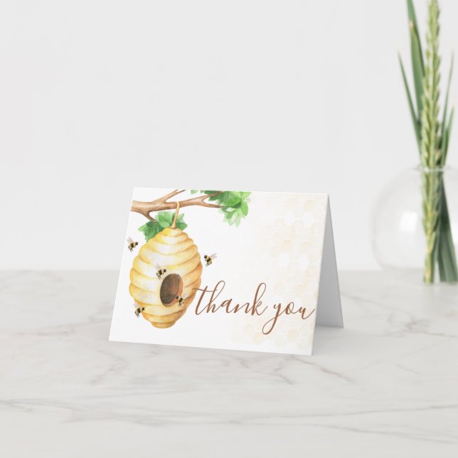 Little Honey Bee Baby Shower Thank You Card (Front)