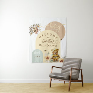Little honey Bee Bear Baby Shower welcome Tapestry