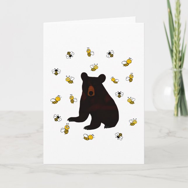 Little Honey Bee Bear Thank You Card (Front)