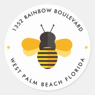 Little Honey Bee Birthday Return Address Classic Round Sticker