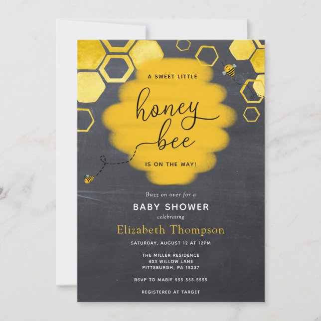 Little Honey Bee Boy Baby Shower Invitation (Front)