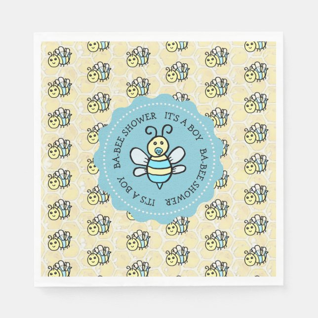Little Honey Bee Boy's Baby Shower Napkin (Front)