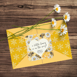 Little Honey Bee Comb Daisy Spring Baby Shower Square Sticker
