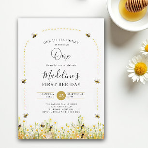 Little Honey Bee Day Wildflowers Arch 1st Birthday Invitation