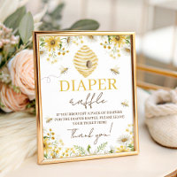 Little Honey Bee Diaper Raffle Game Sign