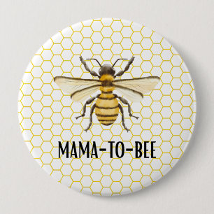 Little Honey Bee On The Way Yellow Baby Shower 10 Cm Round Badge