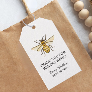 Little Honey Bee On The Way Yellow Baby Shower Gift Tags