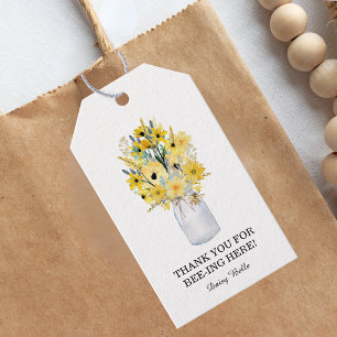 Little Honey Bee On The Way Yellow Baby Shower Gift Tags