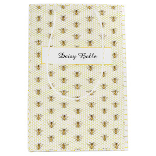 Little Honey Bee On The Way Yellow Baby Shower Medium Gift Bag