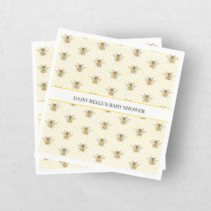 Little Honey Bee On The Way Yellow Baby Shower Napkin