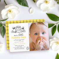 Little Honey Bee Photo Hand-drawn 1st Birthday