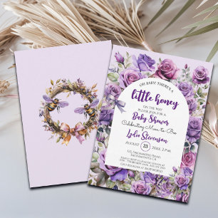 Little Honey Bee Roses Baby Shower Invitation