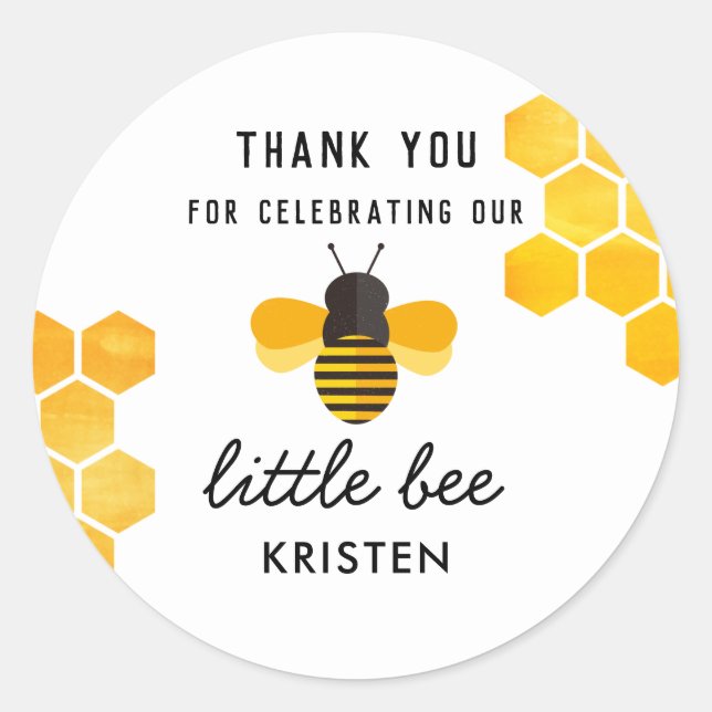 Little Honey Bee Thank You Favour Classic Round Sticker (Front)