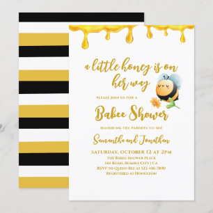 Little Honey Bee Theme Simple Girl Baby Shower Invitation