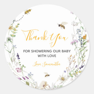Little Honey Bee Wildflower Baby Shower Thank You Classic Round Sticker