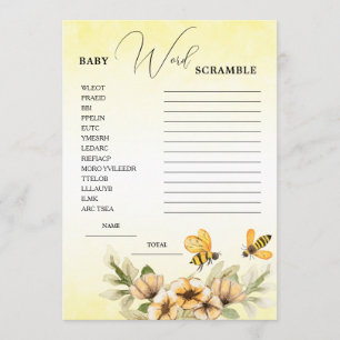 Little Honey Bee Word Scramble Baby Game Card