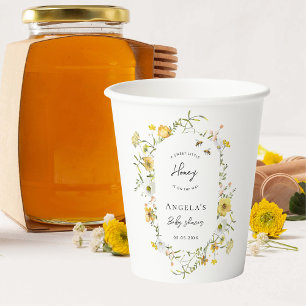 Little Honey Bee Yellow Wildflowers Baby Shower Paper Cups