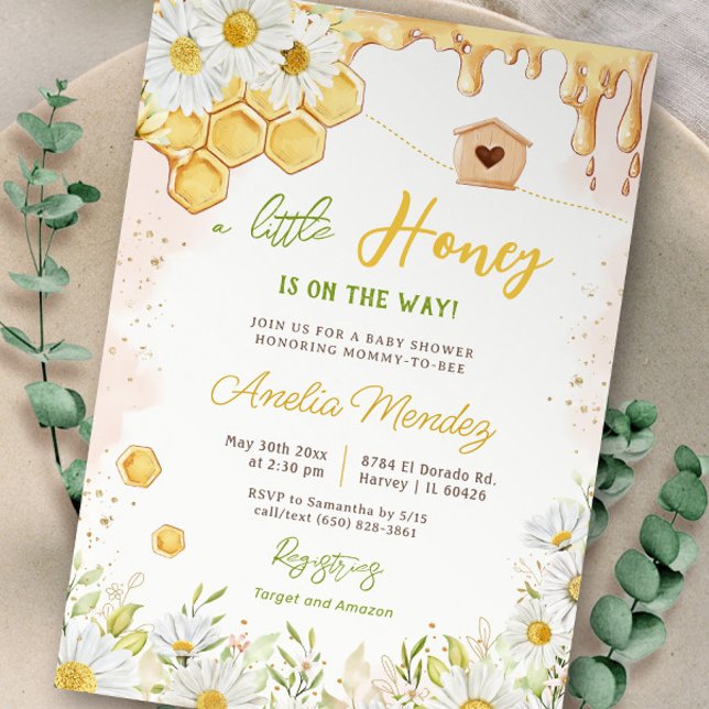 Little Honey Bumblebee Mummy to Bee Baby Shower Invitation (Creator Uploaded)