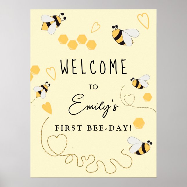Little Honey First Birthday Welcome Sign (Front)