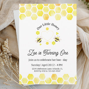 Little Honey Invitation Kids 1st Birthday Card